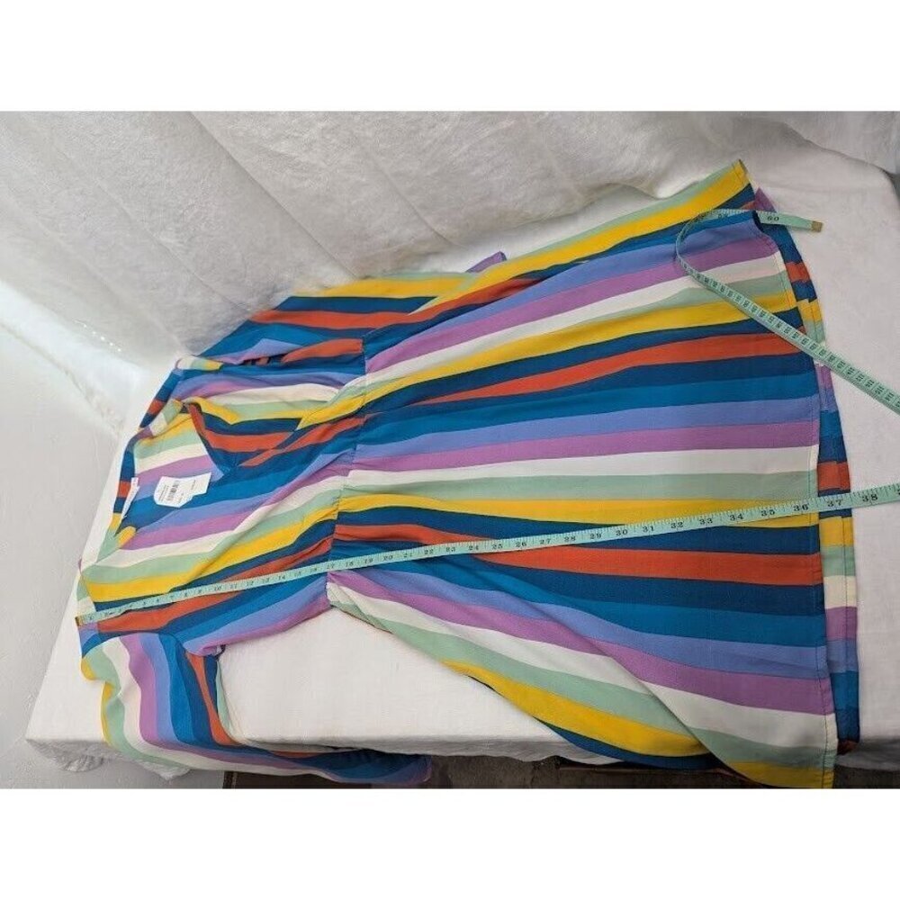 All in Favor women's size XL colorful striped mini dress, long sleeve, v neck C7 - Picture 11 of 12